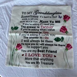 Granddaughter Sentiment Square Pillow Cover